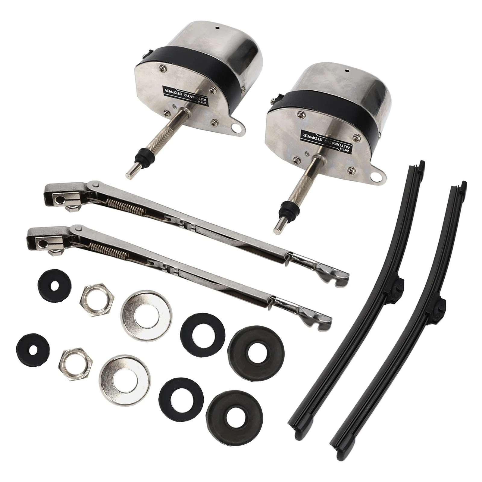 Pair of Stainless Windshield Wiper Motor Hot Street Rod for Jeep Boat Chevy Ford