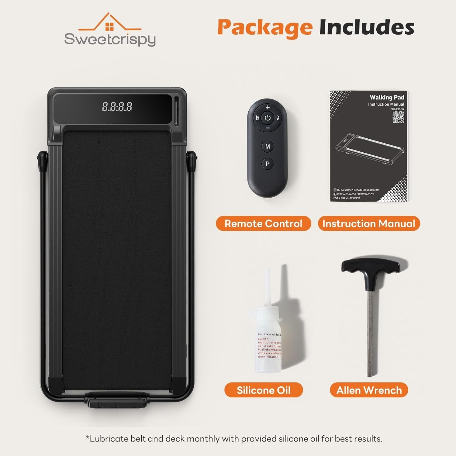 VITABELLA HOME Walking Pad Treadmill for Home, Under Desk Treadmill w/Handle Bar