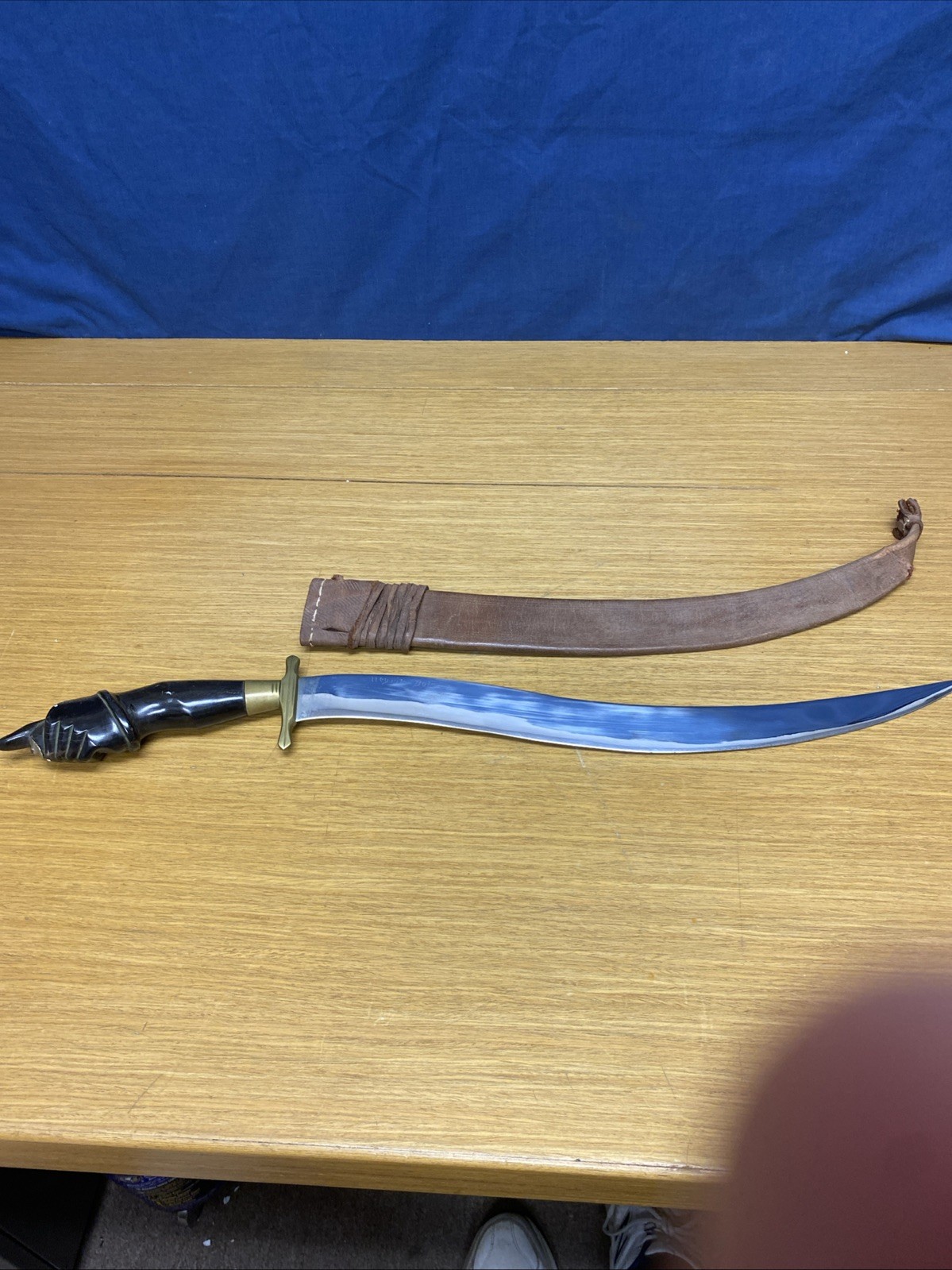 Vintage 1970's Negrito Bolo Knife Wood Carved Handle w/Leather Sheath