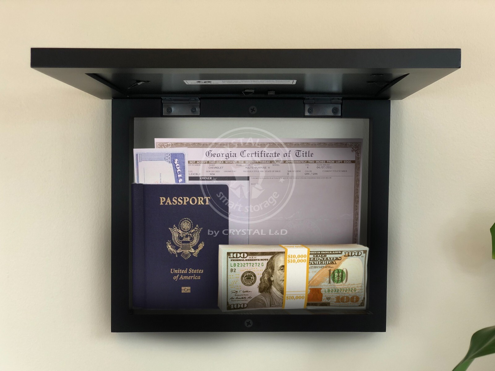 Hidden Storage Photo Frame for Gun and Valuables 13 in. x 11 in. / *BLACK*