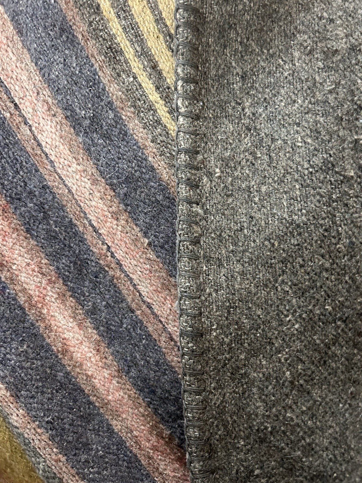 Antique Vintage Wool Horse Blanket Leather Strap Buckle Primitive Equestrian