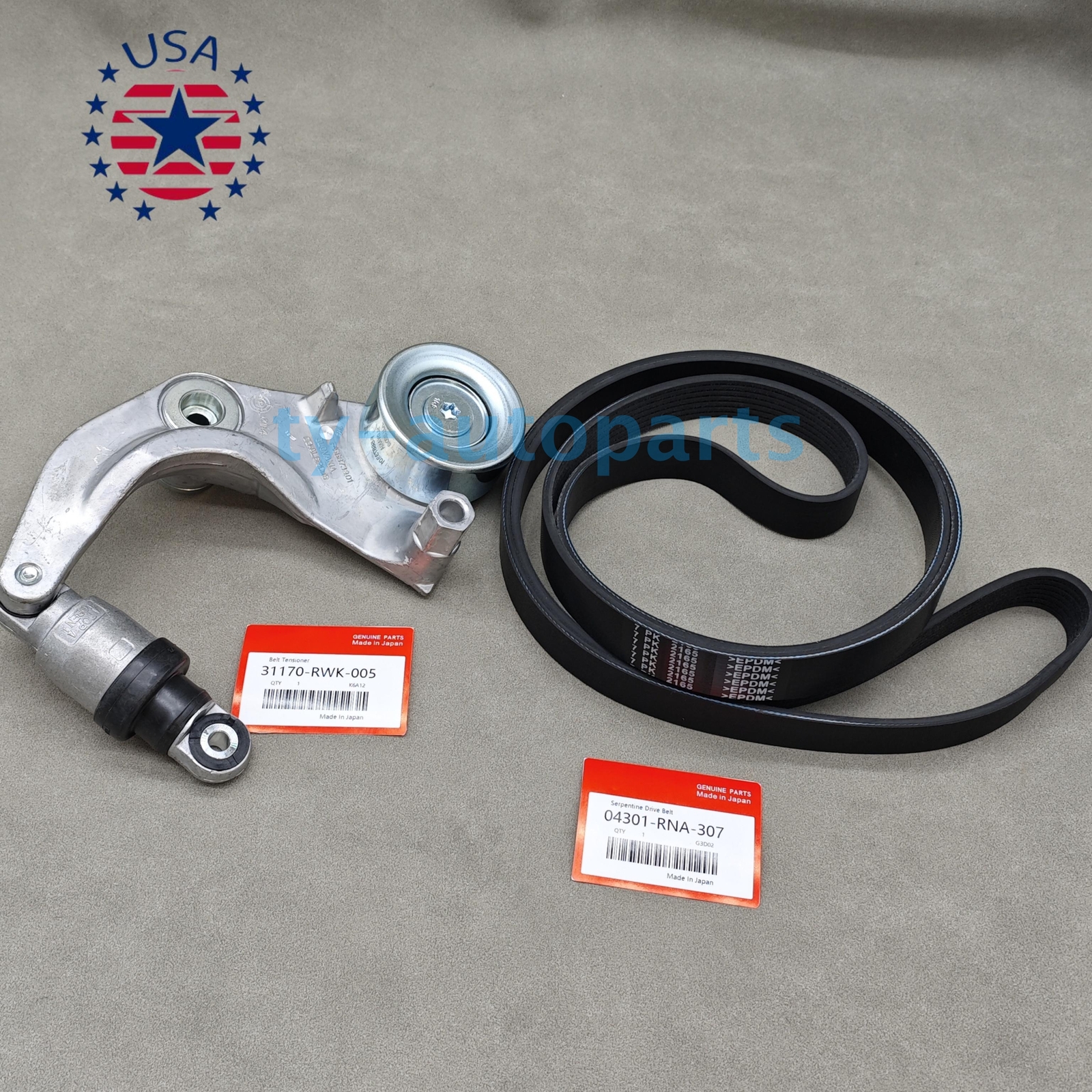OEM Tensioner Pulley & Serpentine Drive Belt Kit For 2006-11 Honda Civic 1.8L US