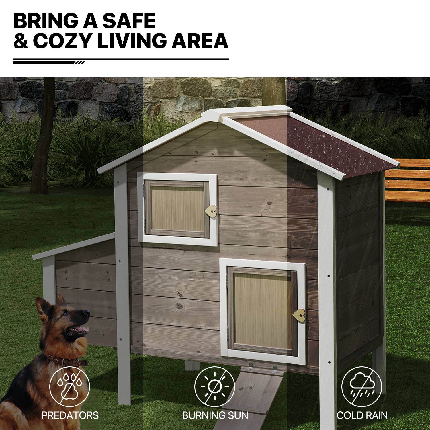 46"Wooden Chicken Coop Cage Hen Rabbit Hutch 2-Tier Poultry Habitat Animal House