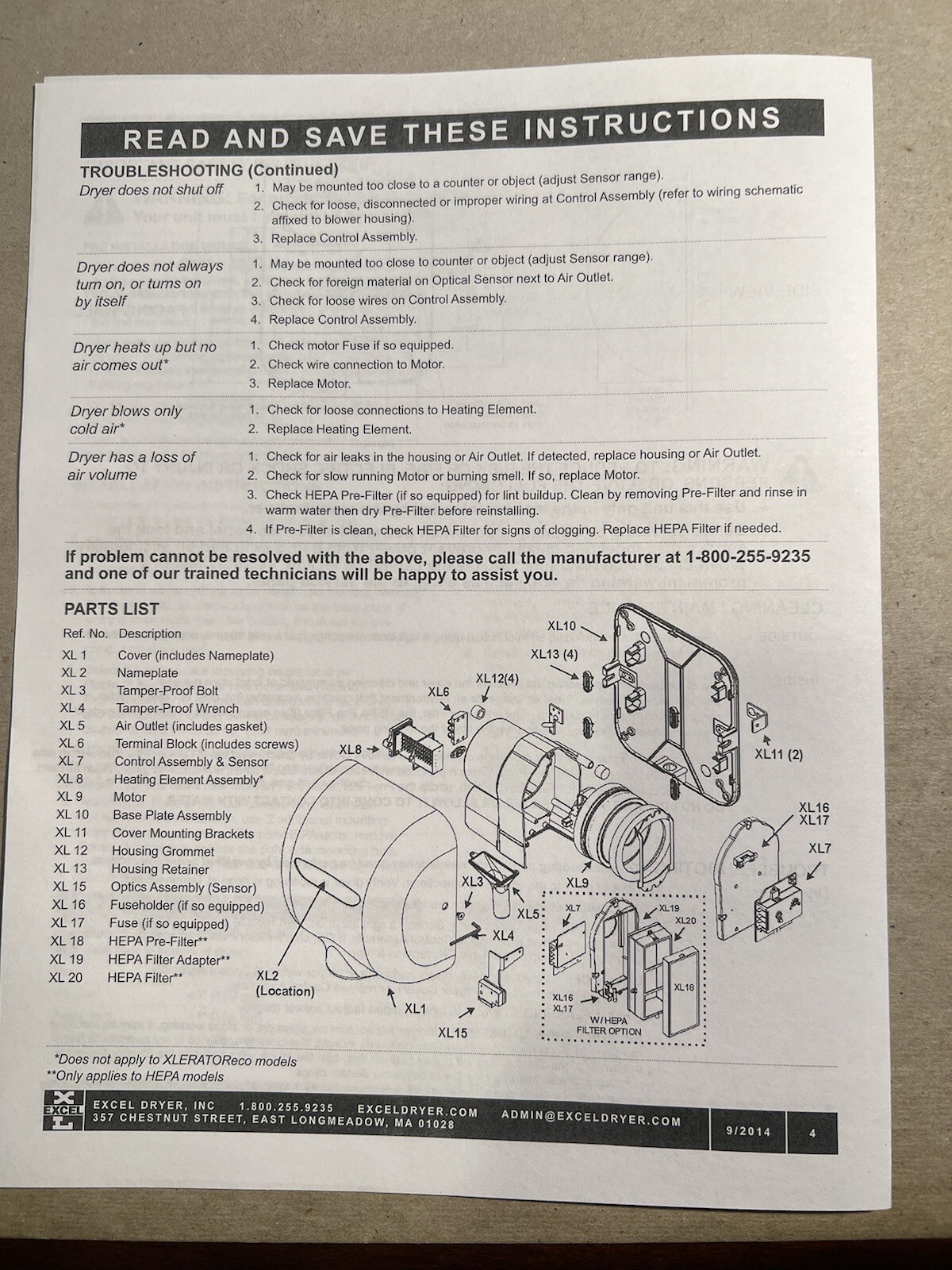 XLERATOR HAND DRYER XL-W NO TOUCH WALL MOUNT BATHROOM EXCEL XL C BW WHITE METAL