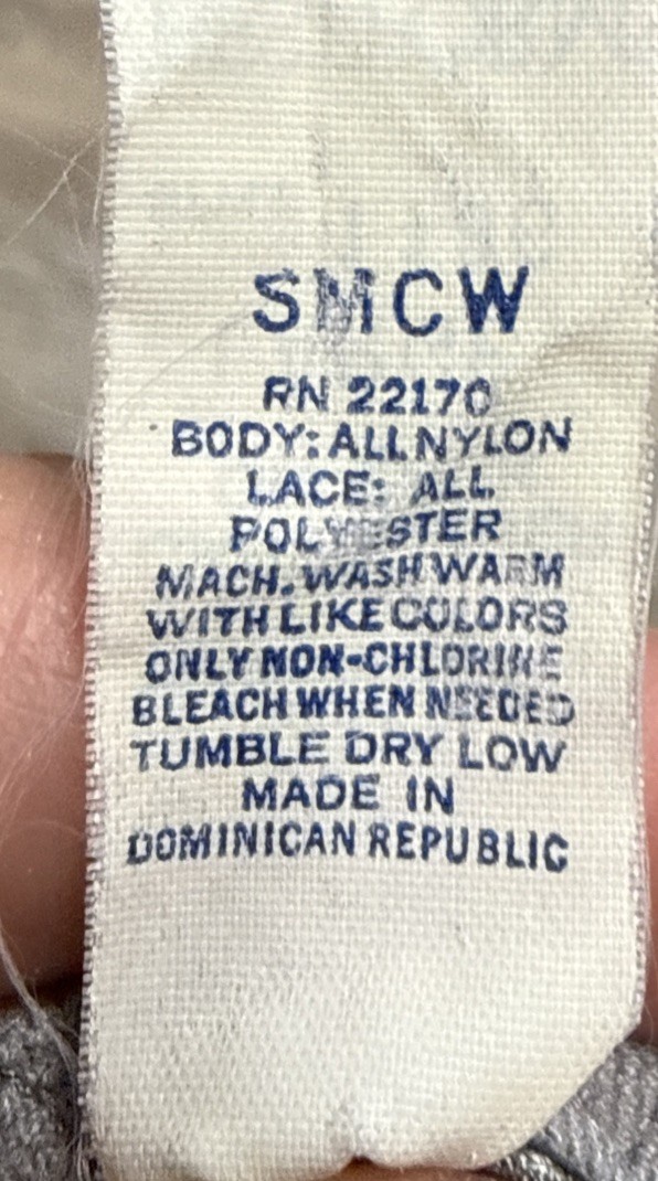 VTG Lace Trim Half Slip Skirt Womens Gray Nylon Lingerie Petticoat Bestform Sz L