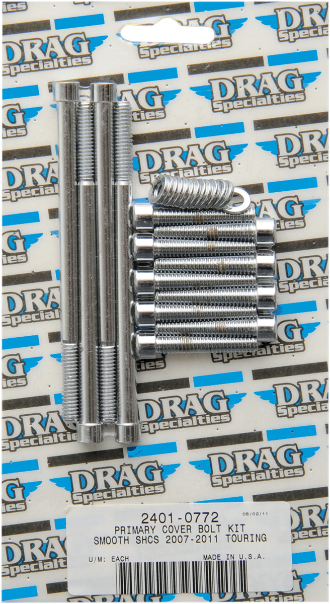 Drag Specialties 2401-0772 Primary Cover Socket-Head Bolt Set Chrome Smooth