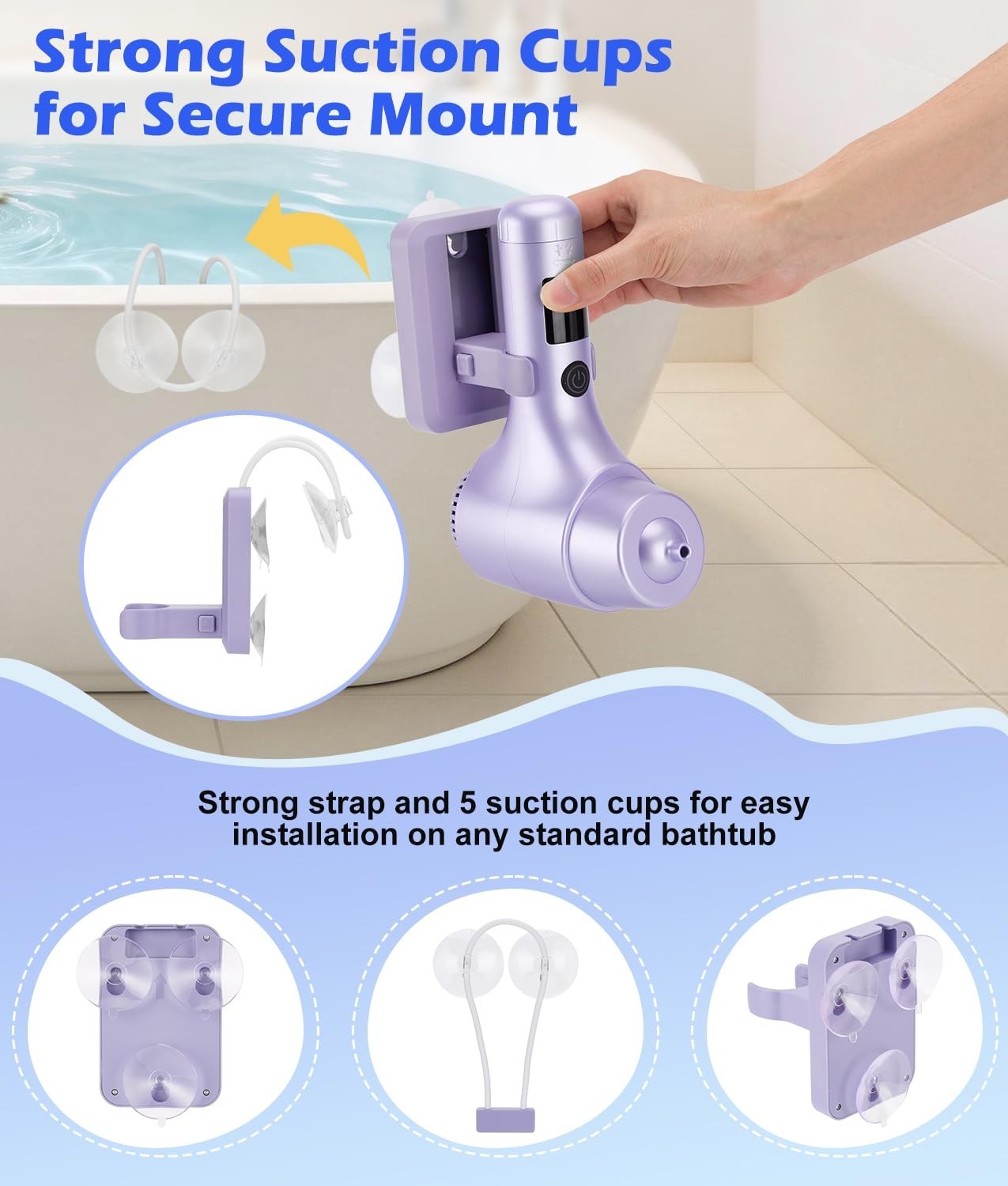 Bath Jet Spa for Tub, 10400mAh Rechargeable 5-Level Bathtub Jet with LED Display
