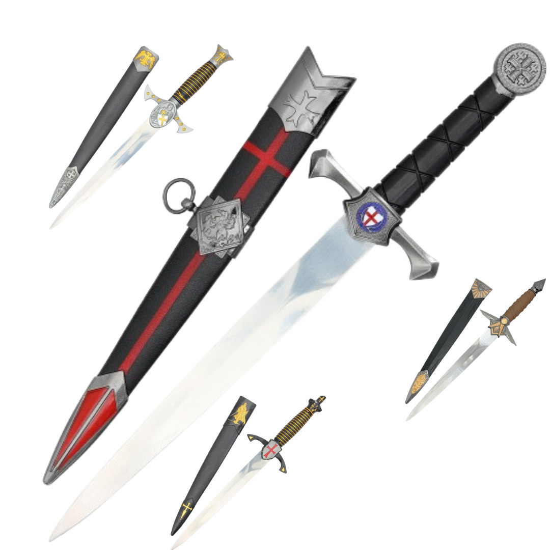 New Stainless Steel Masonic Mason knights Dagger Collection With Sheath