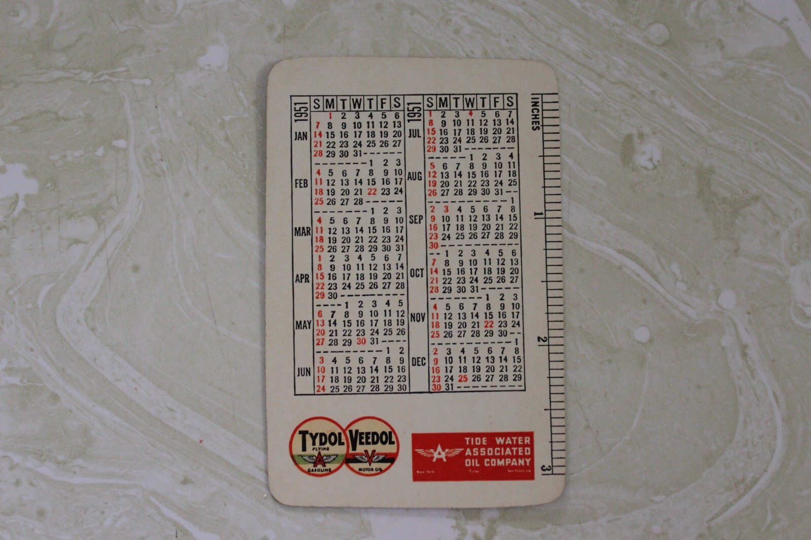 VINTAGE TYDOL/VEEDOL FLYING - A - DEALER POCKET CALENDAR 1951