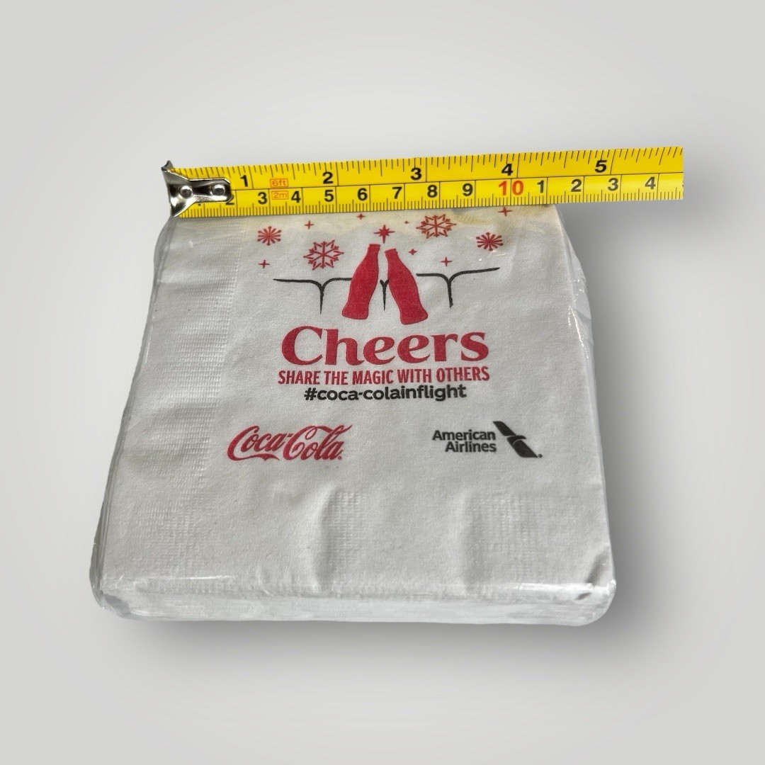 American Airlines Coca-Cola Collaborated Paper Napkins Flight Winter 50 Cts New