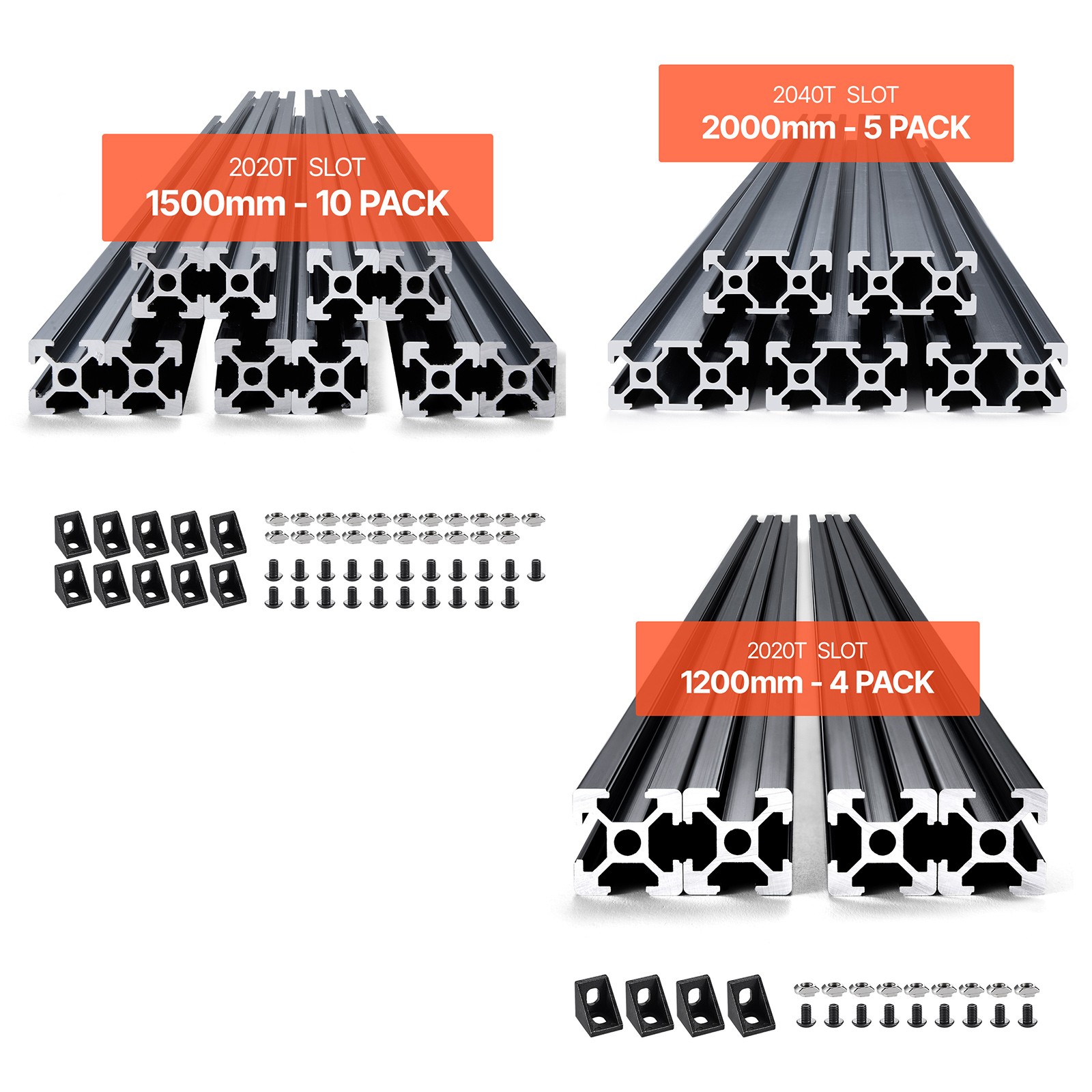 4/5/10PCS 23.6-78.7 in T-Slot Aluminum Extrusion Linear Rail, Anodized 2020-4040