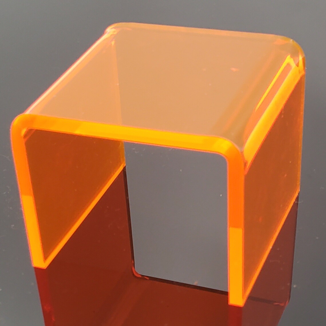 T'z Tagz 4-Inch-Deep Transparent Neon Orange Acrylic Riser Display Stand 2 Pack