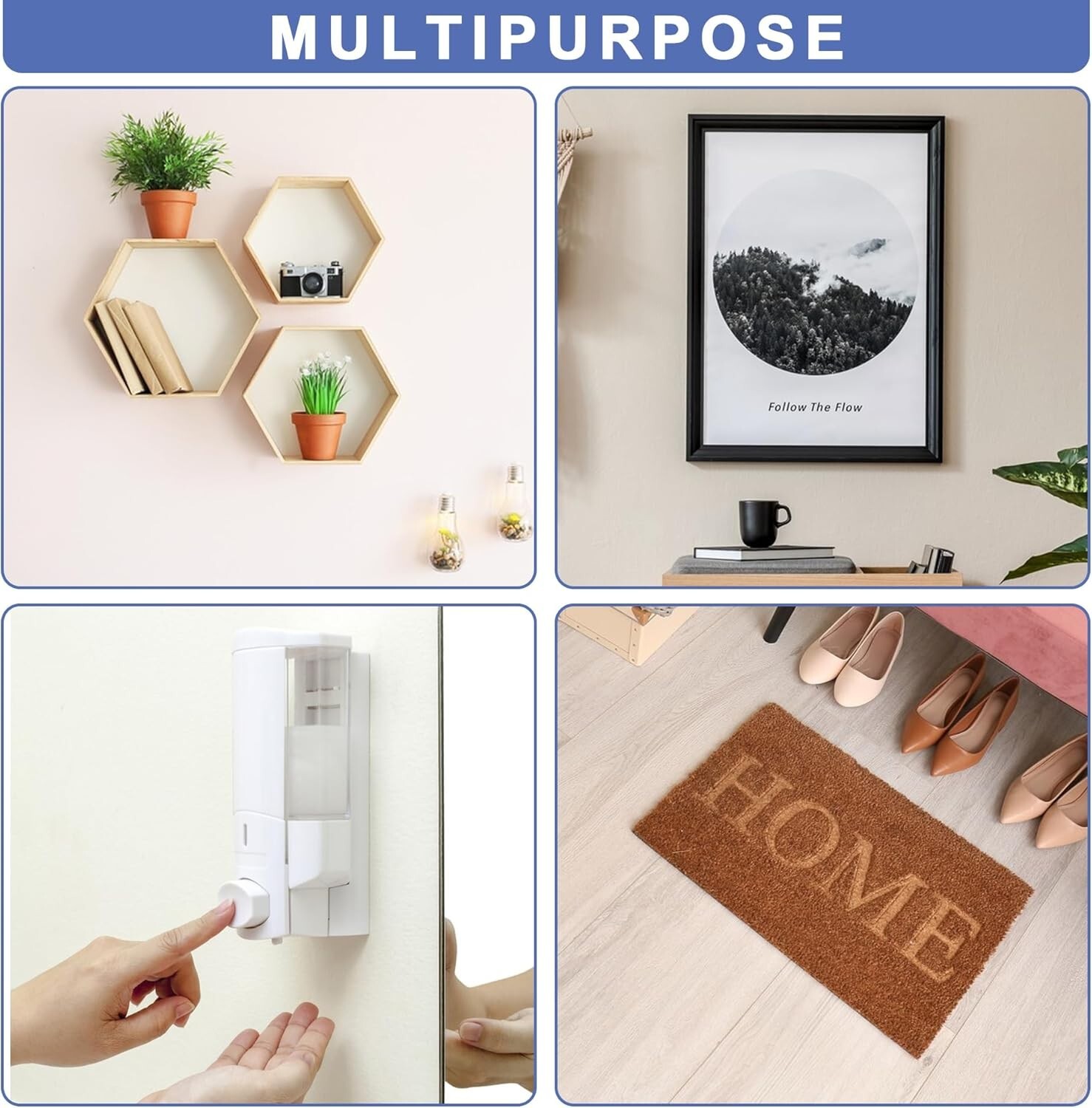 20 Sets Heavy Duty Hook & Loop Adhesive Strips: Sticky Back Fastener 2x4” Black