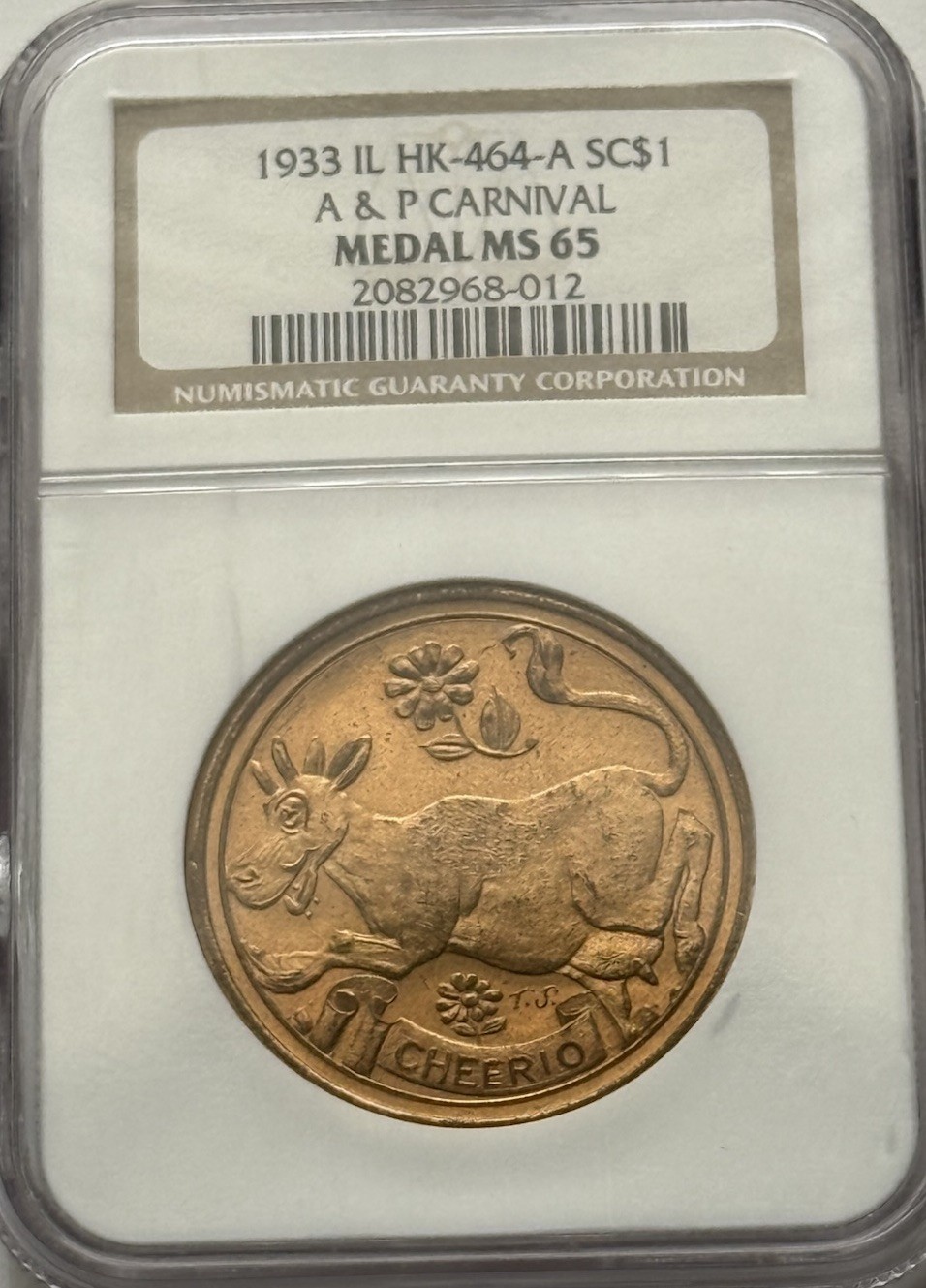 1933 Chicago Century of Progress Medal, A&P Carnival, HK-464A, SC$1, NGC MS65