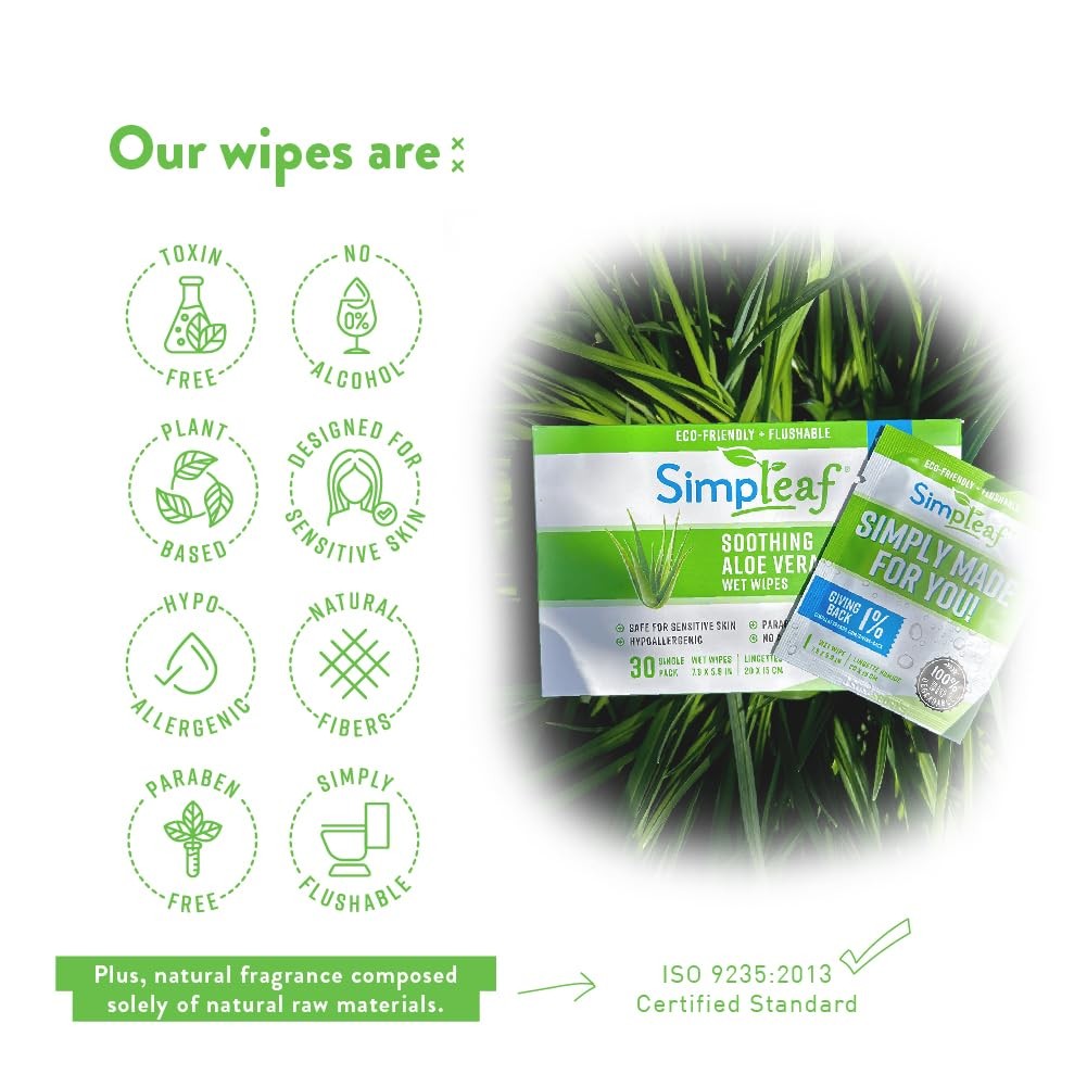 Soothing Aloe Vera Wet Wipes - Flushable & Moisture-Rich for All Skin Types