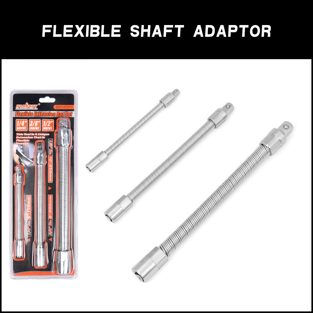Flexible Socket Extension Bar Shaft Set 1/2" 1/4" 3/8" Ratchet Flex 10" 8" 6"