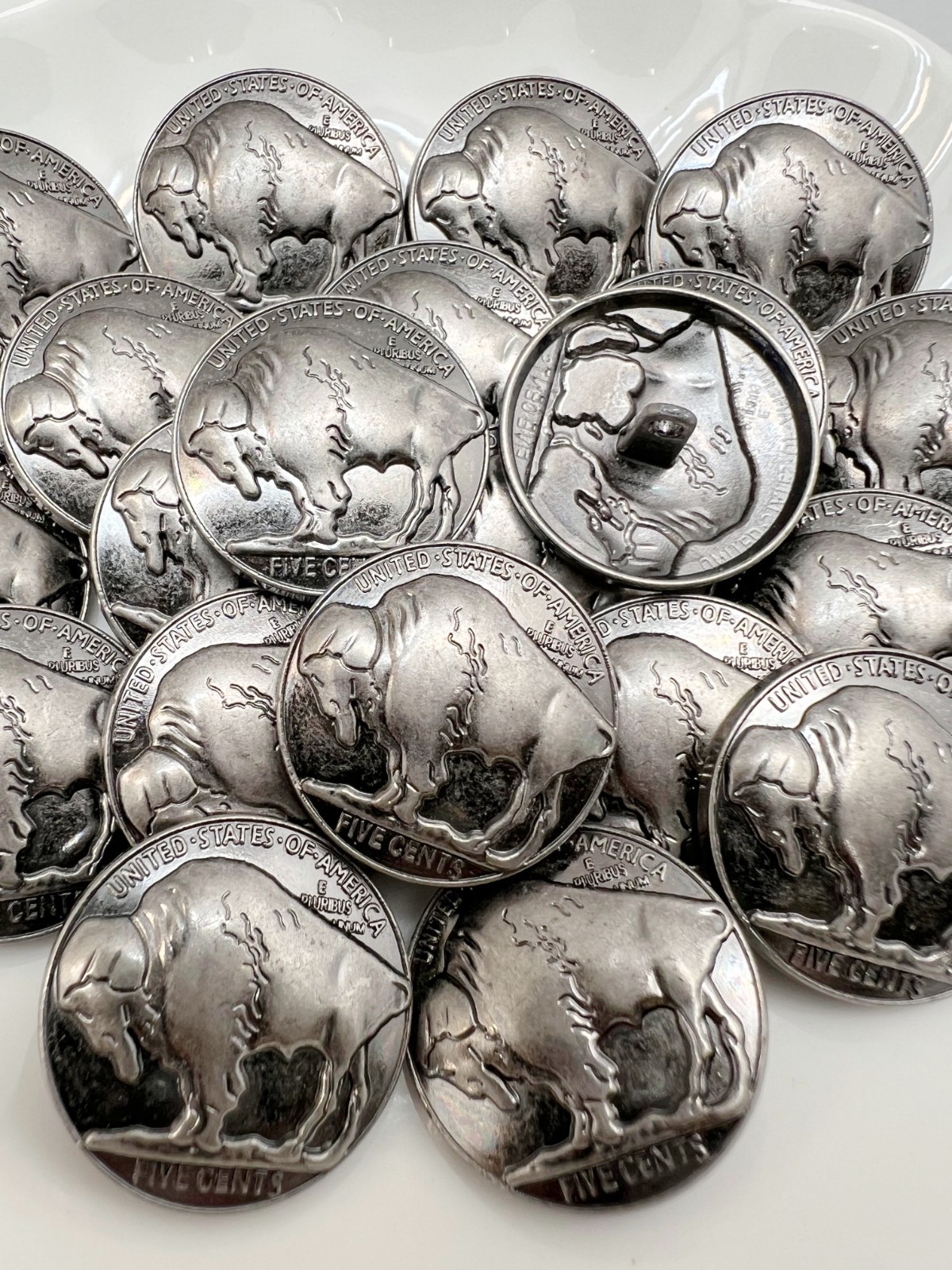 10PC Gunmetal Buffalo Rustic Metal Buttons Shank Buttons 1" 26mm