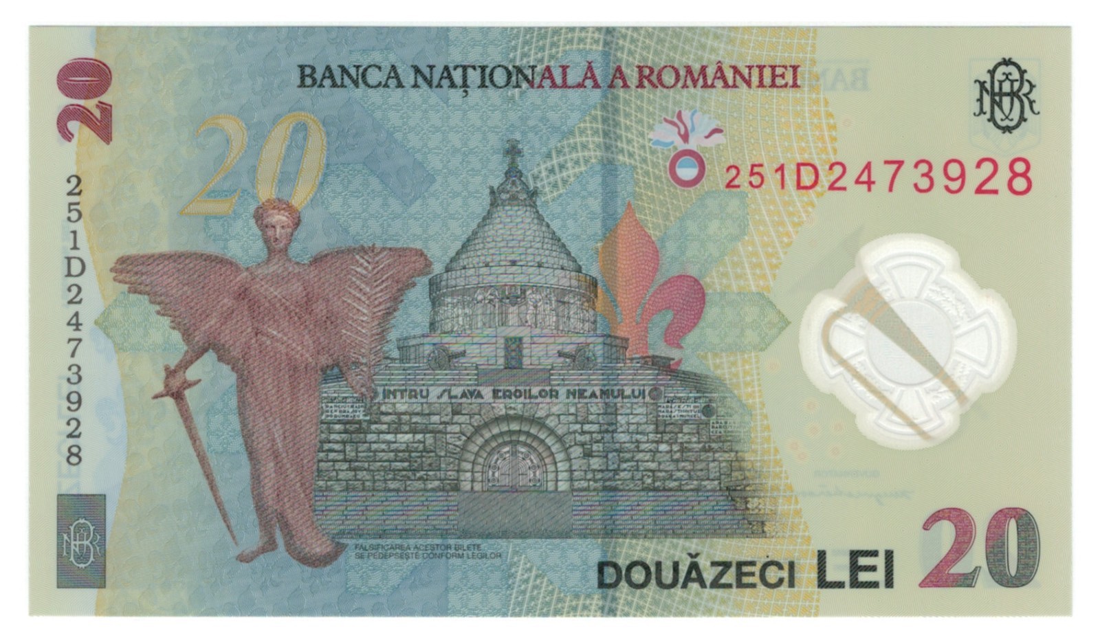 Romania 20 Lei (1.12.2021/2025) - Polymer, Romanian Heroine/ p119Ac, B293c UNC