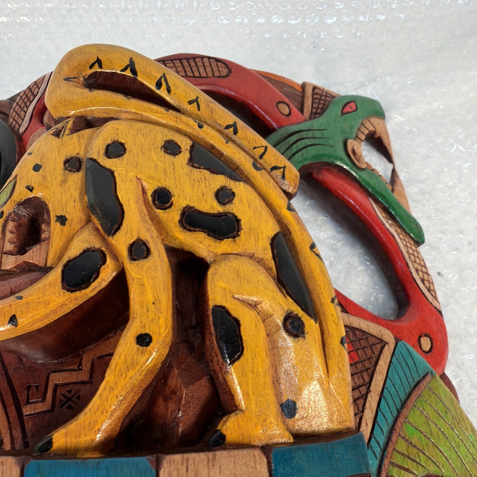 Hand-Carved Wooden Mayan Mask From Mexico
