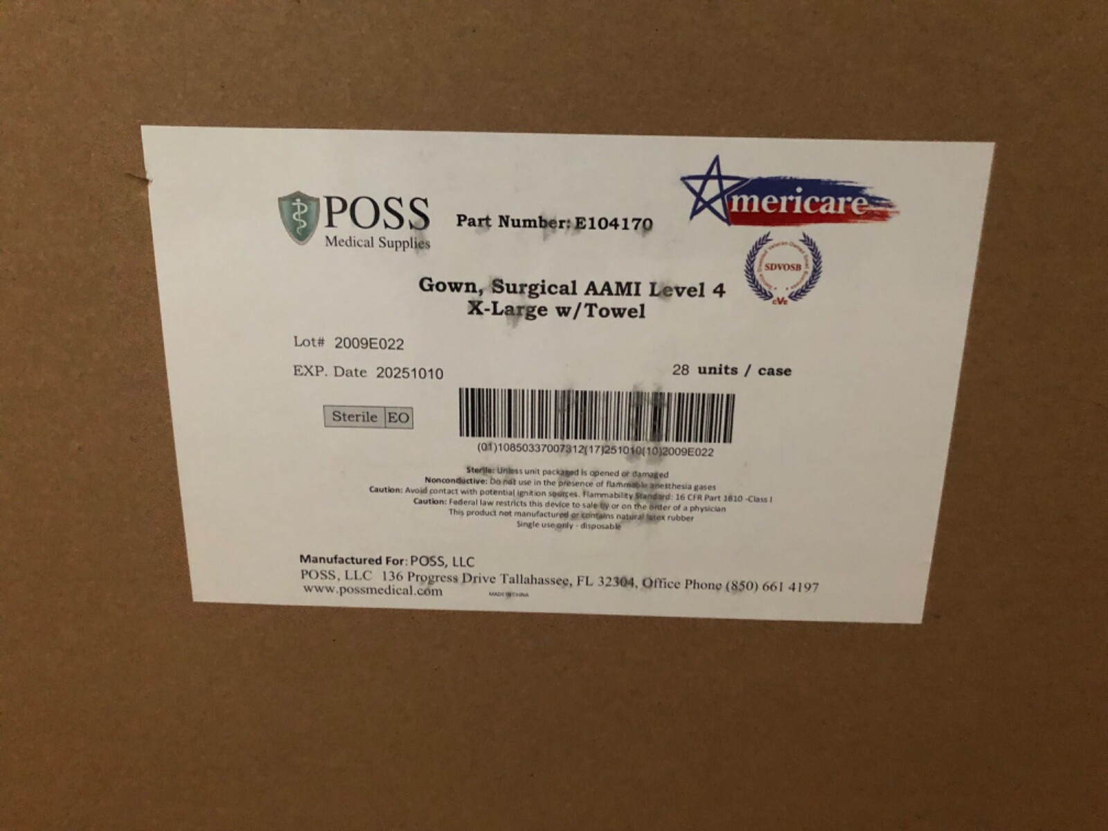 28 Units - Sterile Blue Surgical Gown Size XL AAMI Level 4 w/ Hand Towel 10/2025