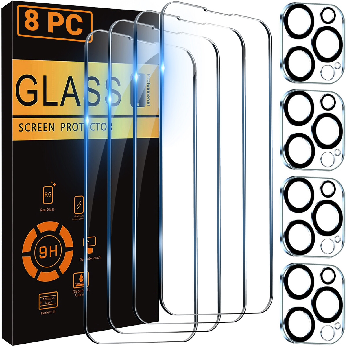 For iPhone 15 14 13 12 11 Pro Max Tempered Glass Screen Camera Lens Protector