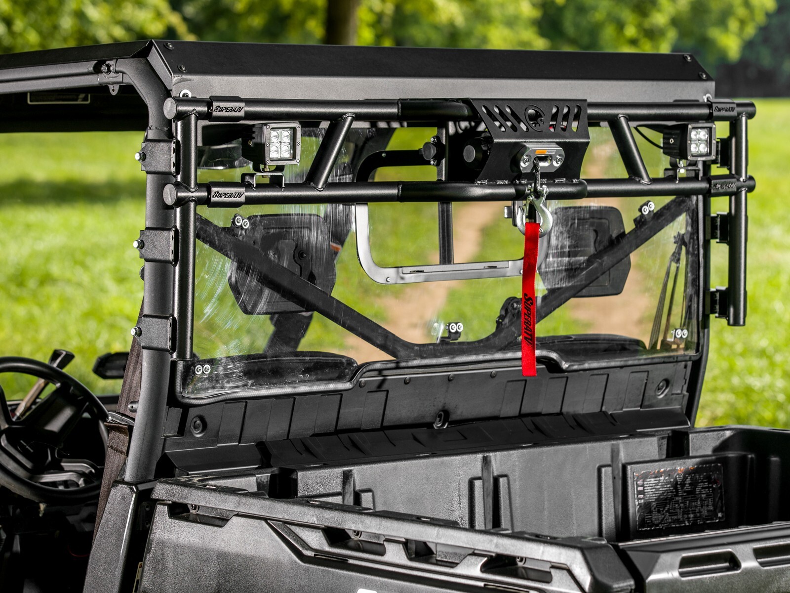 SuperATV Game Loader Rack for Can-Am Defender (with OEM Glass Installed)