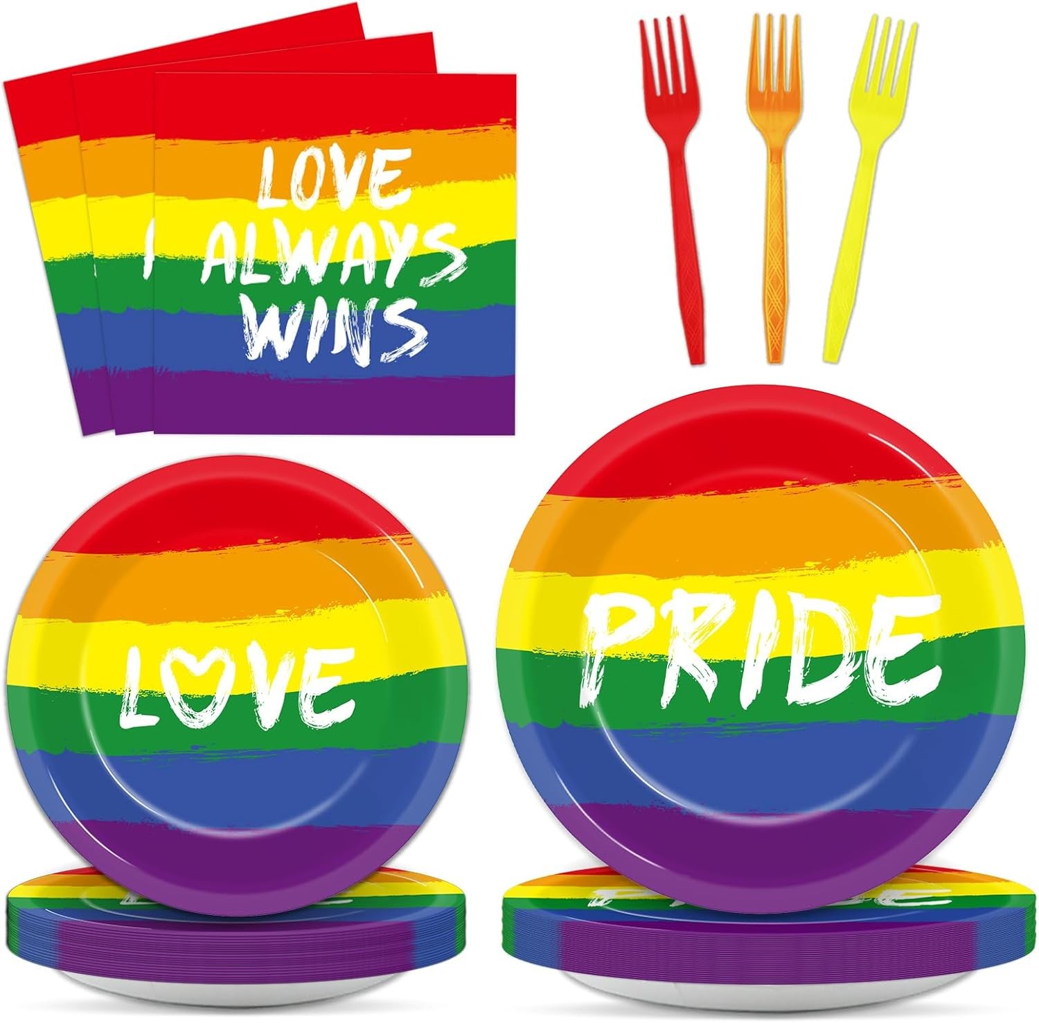 Disposable LGBT Dinnerware Set for 24 - Pride Themed Party Supplies