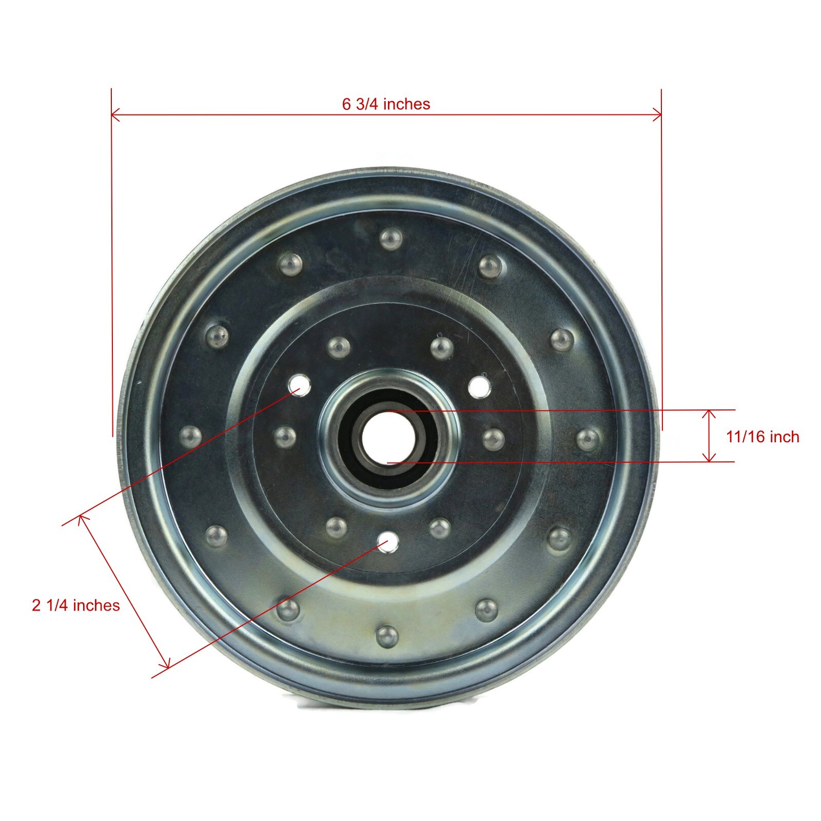 Flat Idler Pulley, Inside Diameter: 11/16", Outside DIA: 6 3/4", Height: 1 1/8"