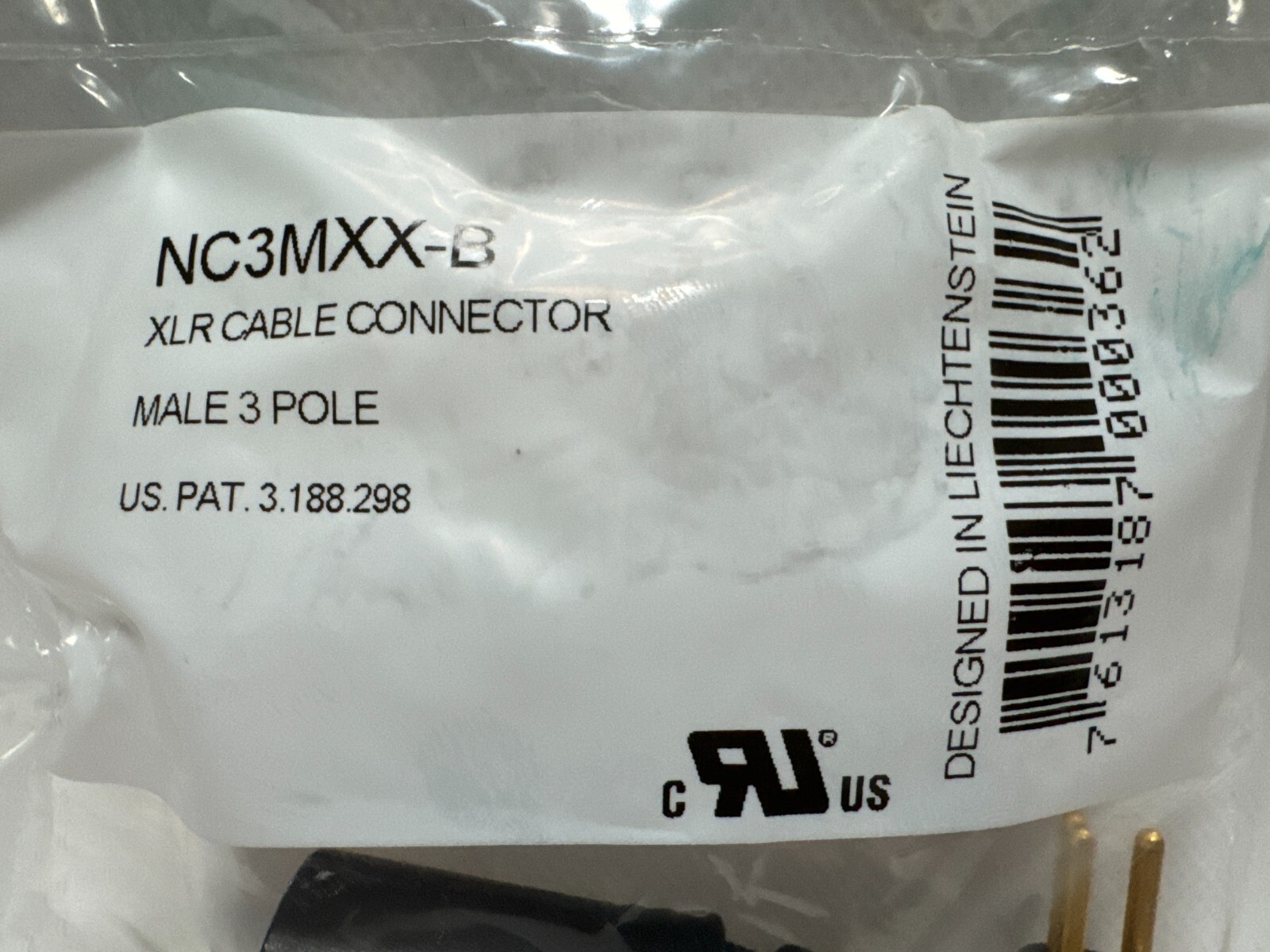 NEUTRIK NC3MXX-B 3-Pin XLR Male Cable Mount Connector Black 3 Pole Gold