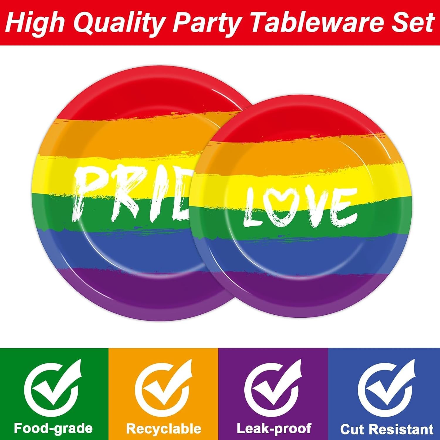 Disposable LGBT Dinnerware Set for 24 - Pride Themed Party Supplies