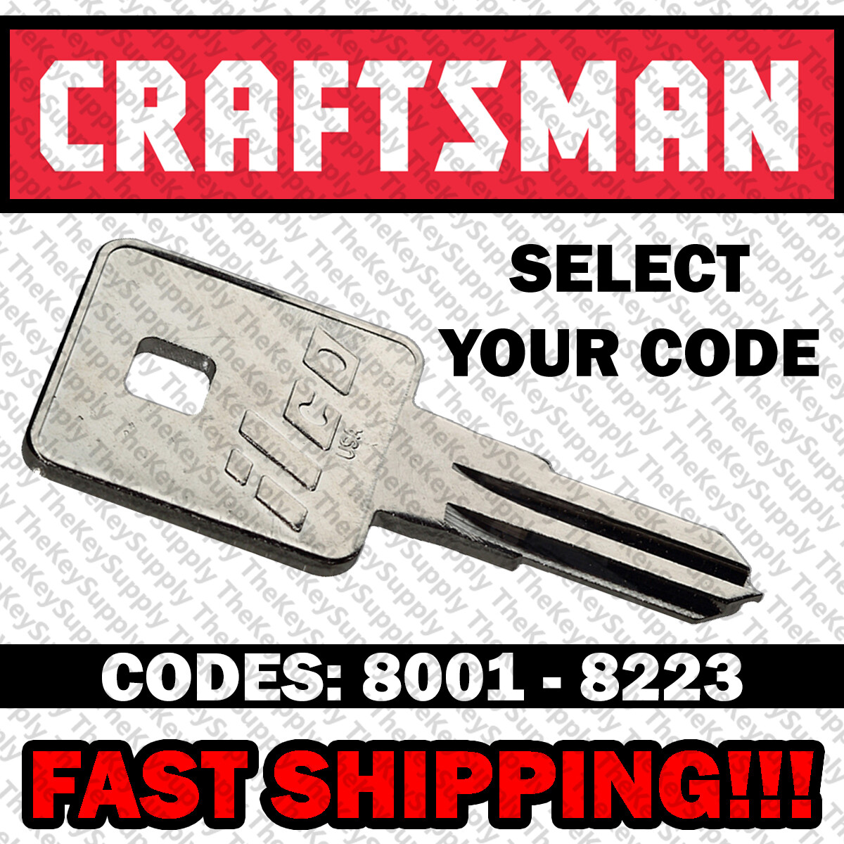Craftsman Toolbox Replacement Key Cut to Your Code 8001 - 8223
