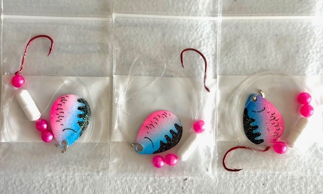 SUZIES SPINNERS-Walleye Crawler Harness 30 Pack 1 Hook Floater #3 Colorado Blade