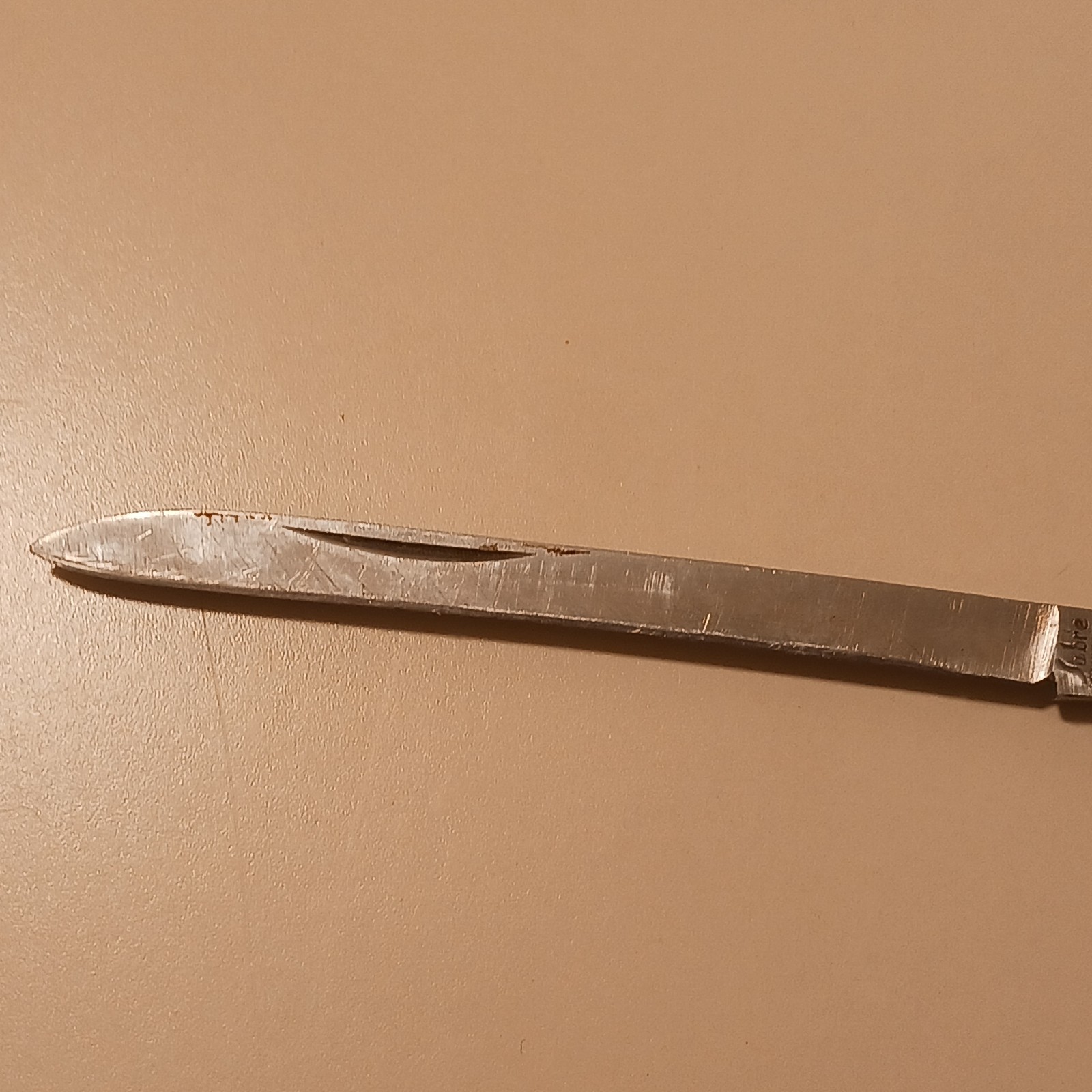 Sabre Stainless Steel Japan 677 Folding Fruit Melon Knife White Celluloid Handle