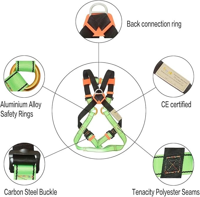 HeeJo Kids Full Body Hanging Rock Repelling Equipment Safety Harness Neon NEW