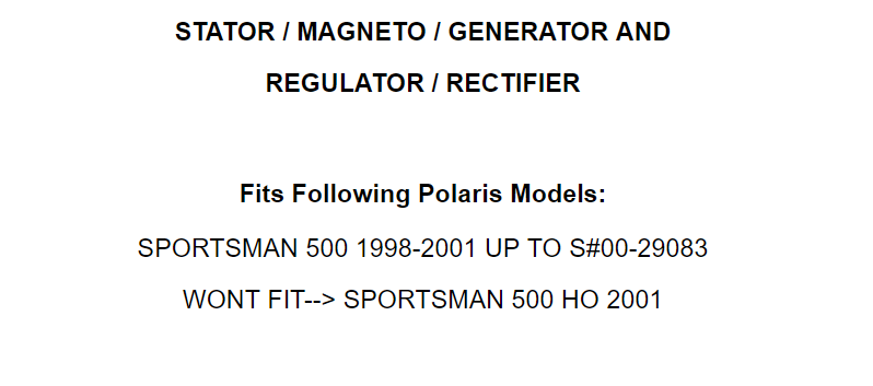 Stator Regulator Rectifier for Polaris Sportsman 500 1998-2001 Except HO models