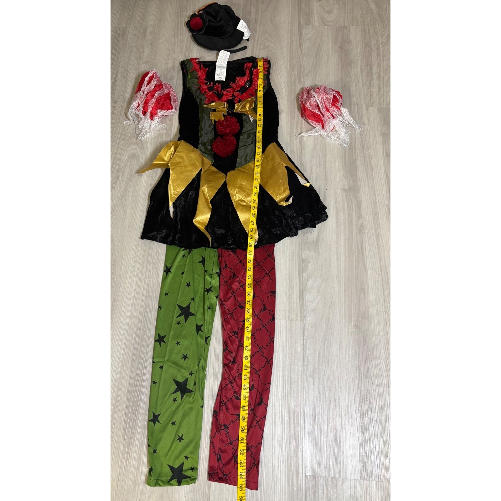 Rubies Evil Clown Costume Womens S Red Black Halloween Cosplay Dress Leggings