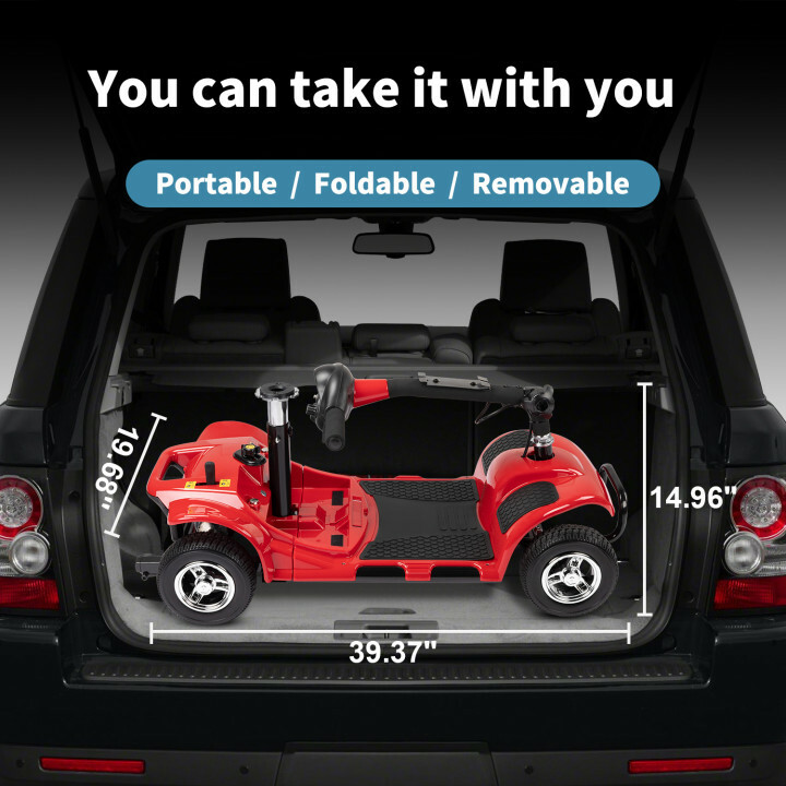 4 Wheels Mobility Scooter Power Wheel Chair Electric Device Compact for Travel