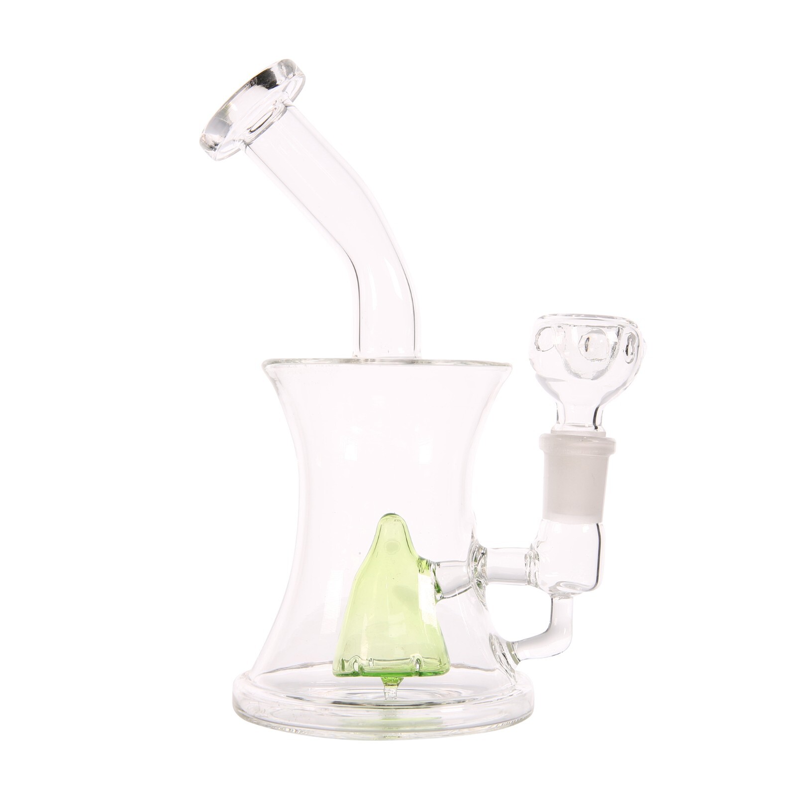 6.75" Slime Green Glass Cone Perc Bong Portable Water Pipe Smoking + 14mm Bowl