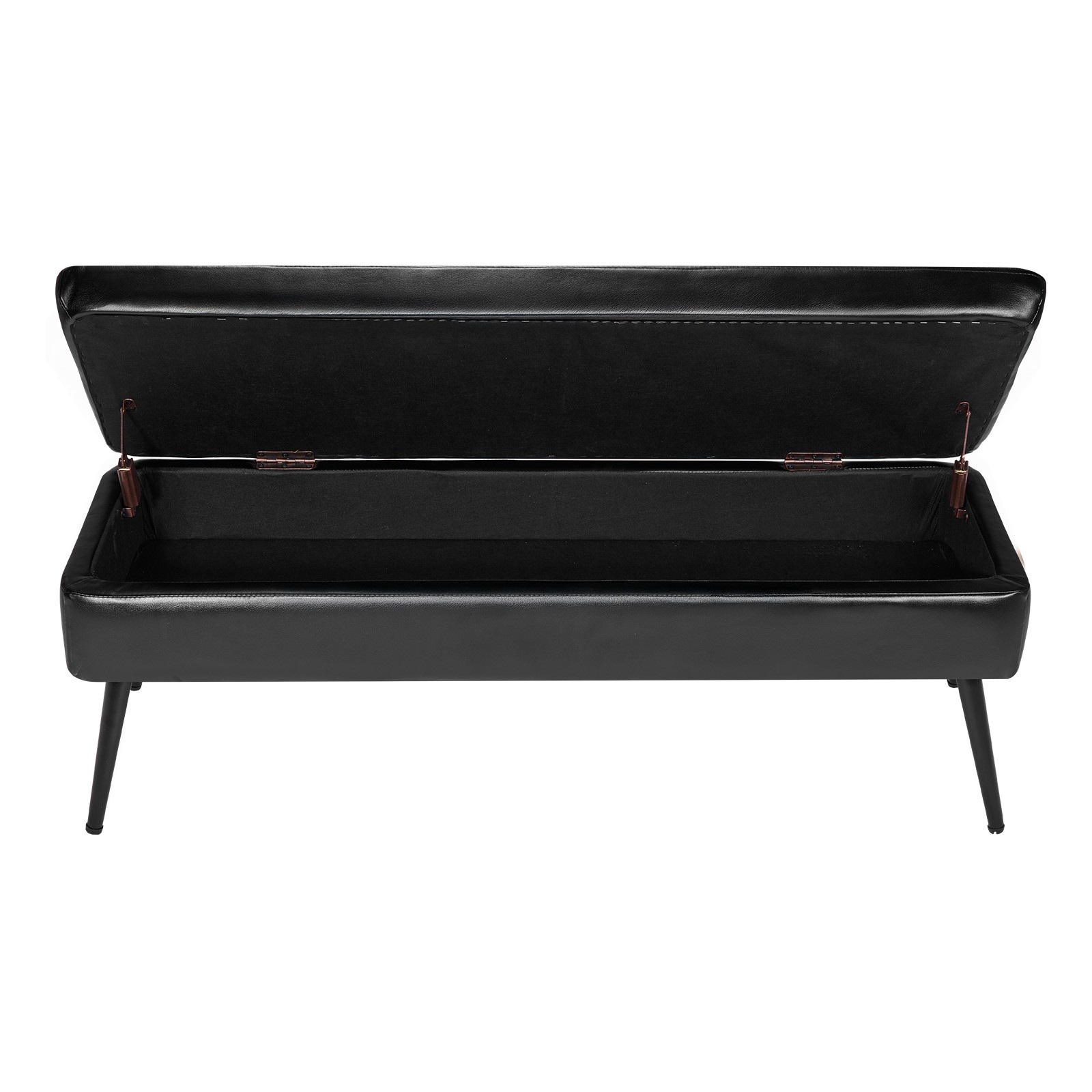 Uimoso PU Leather Storage Ottoman Bench Shoe Seat with Storage & Metal Leg Black