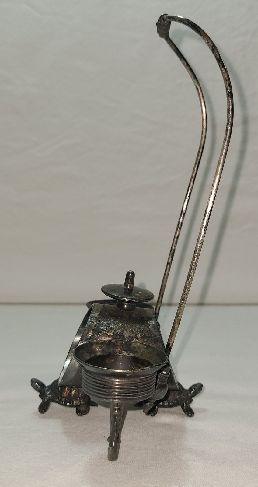 Napkin Ring Holder Salt Cellar Antique Silverplate Figural 2 Turtles