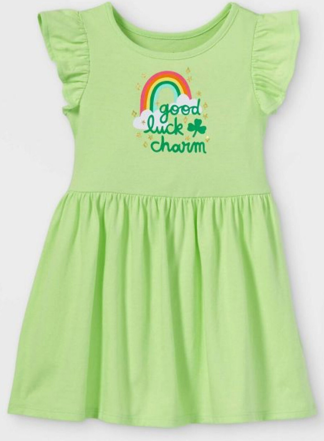 Cat & Jack Girls 'Good Luck Charm' Ruffle Sleeve Dress 2T, 3T BOGO 50%