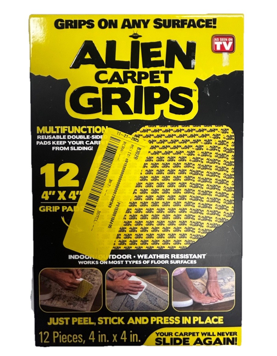 Alien Grip Rug Gripper Carpet Tape 12 Pieces, 4x4 inches New