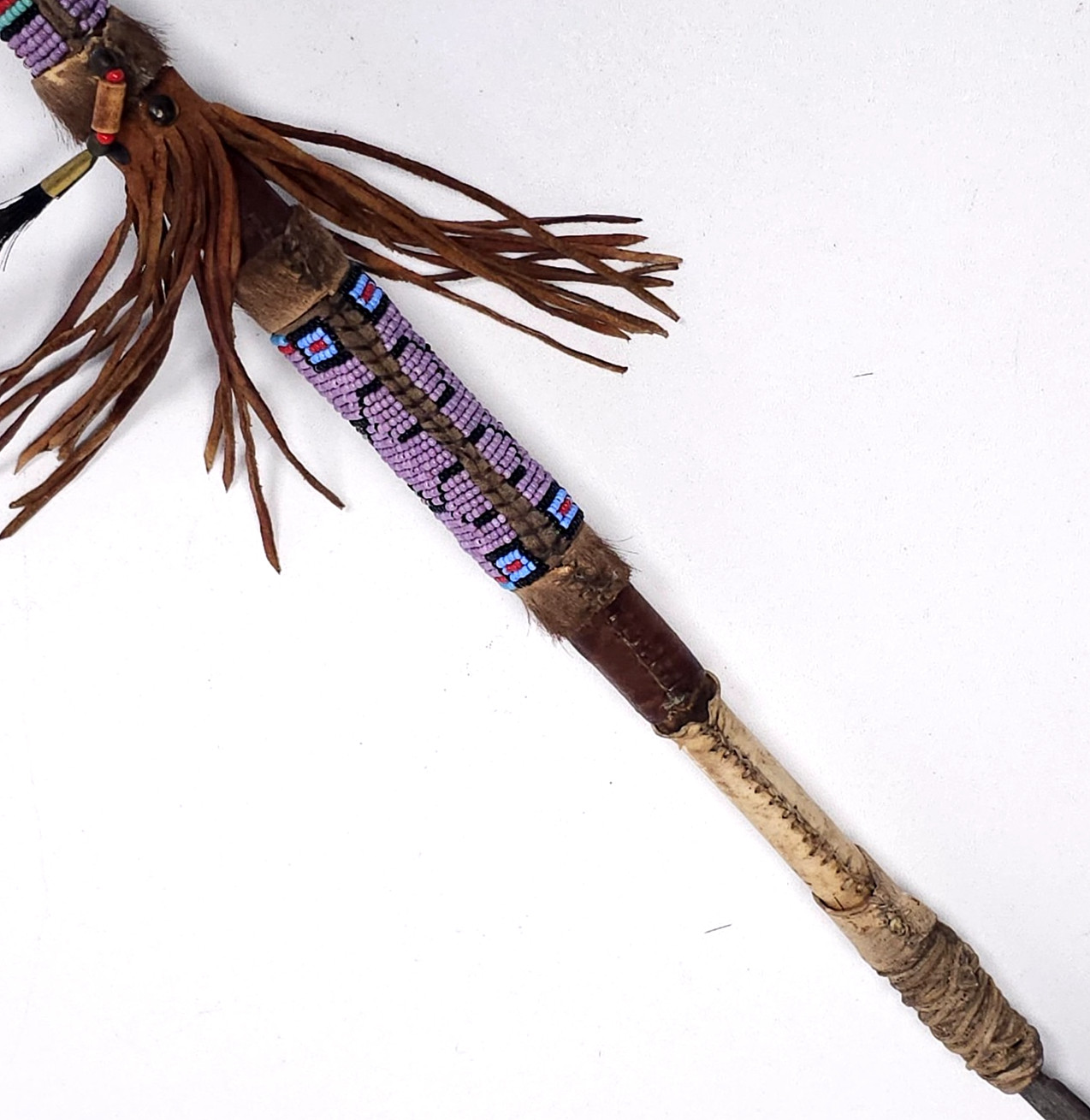 Vintage Native American Ceremonial Beaded Lance Spear 58" Indian Coup Staff