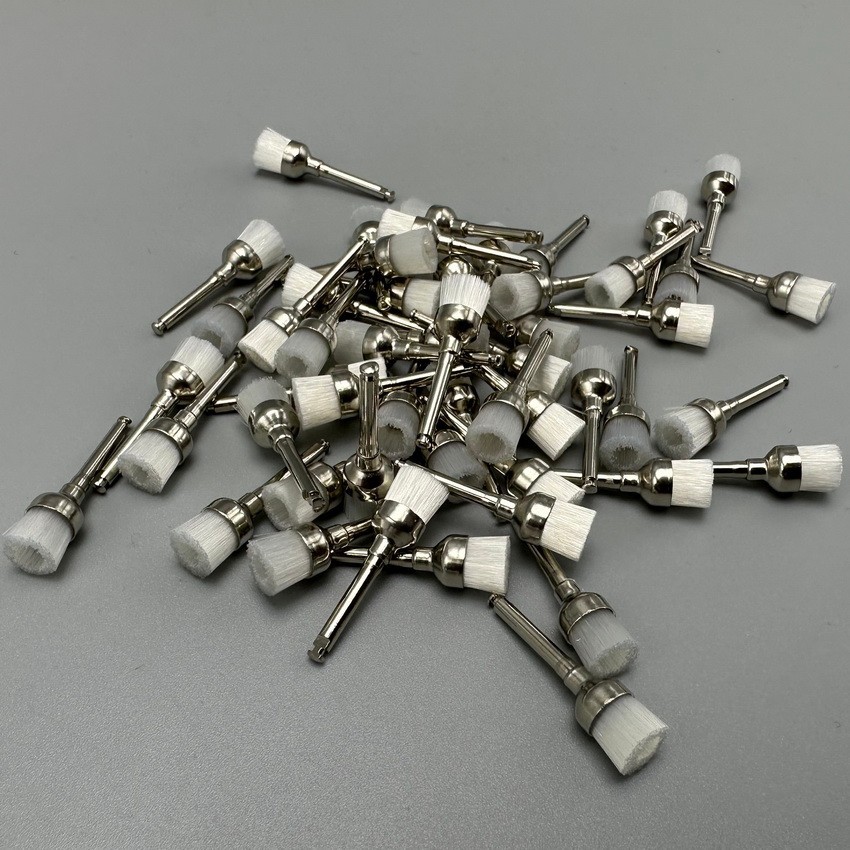 100Pcs/Pack Dental White Nylon Bowl Polishing Polisher Prophy Brushes Flat