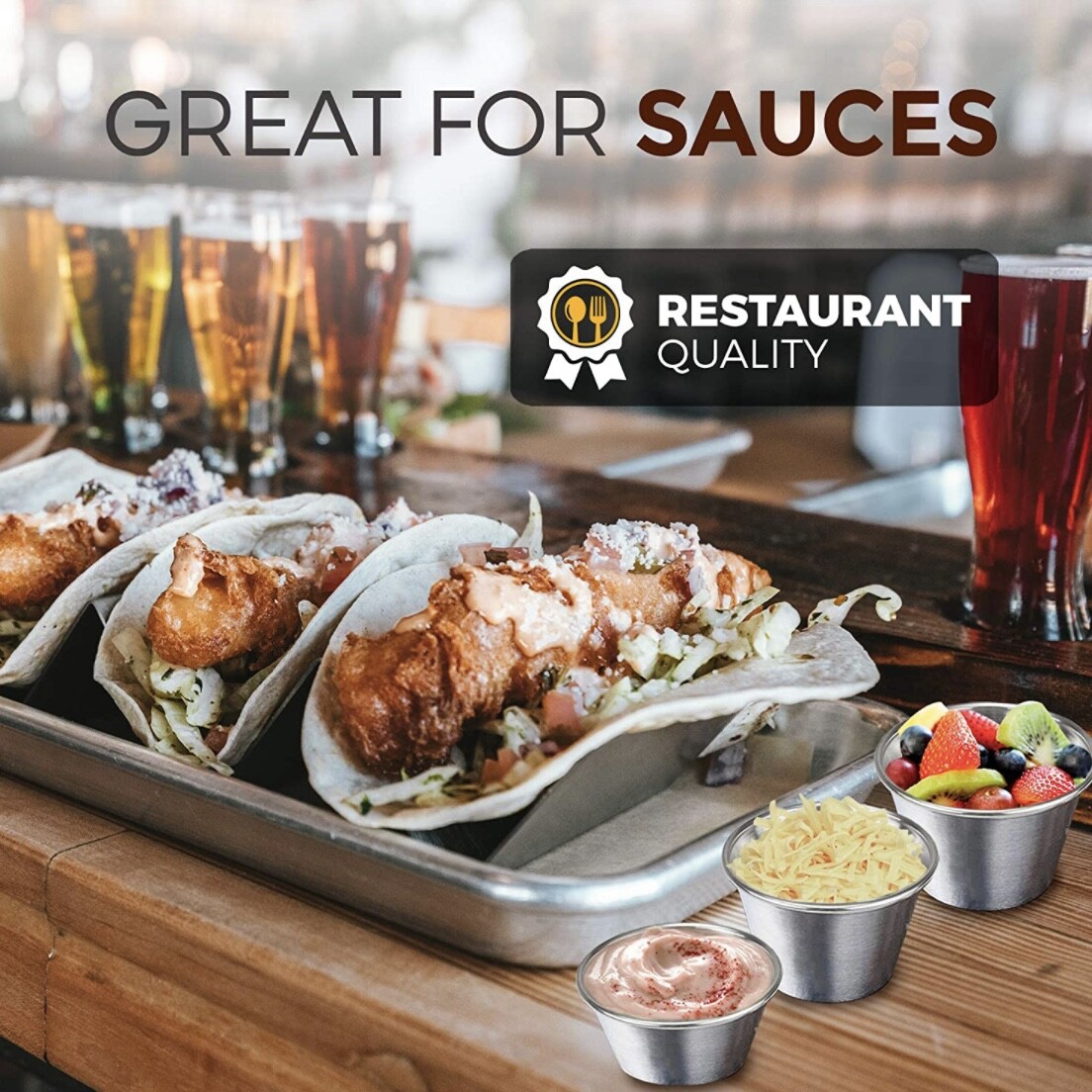 1.5 oz Sauce Cups Stainless Steel Condiment Portion Cup Dipping Sauce Cup