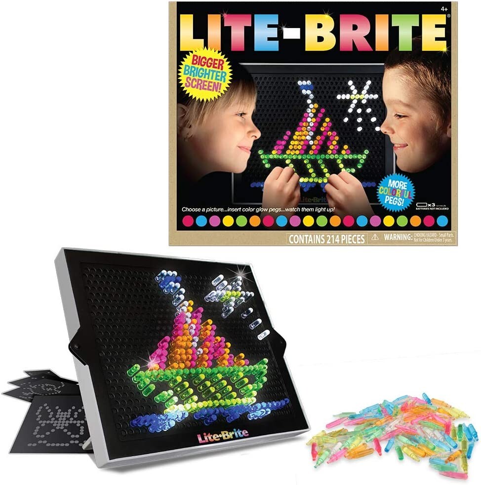 214 Pegs Magic Screen Retro Style Lite Brite Kids Toy Fun Light Bright Game Set