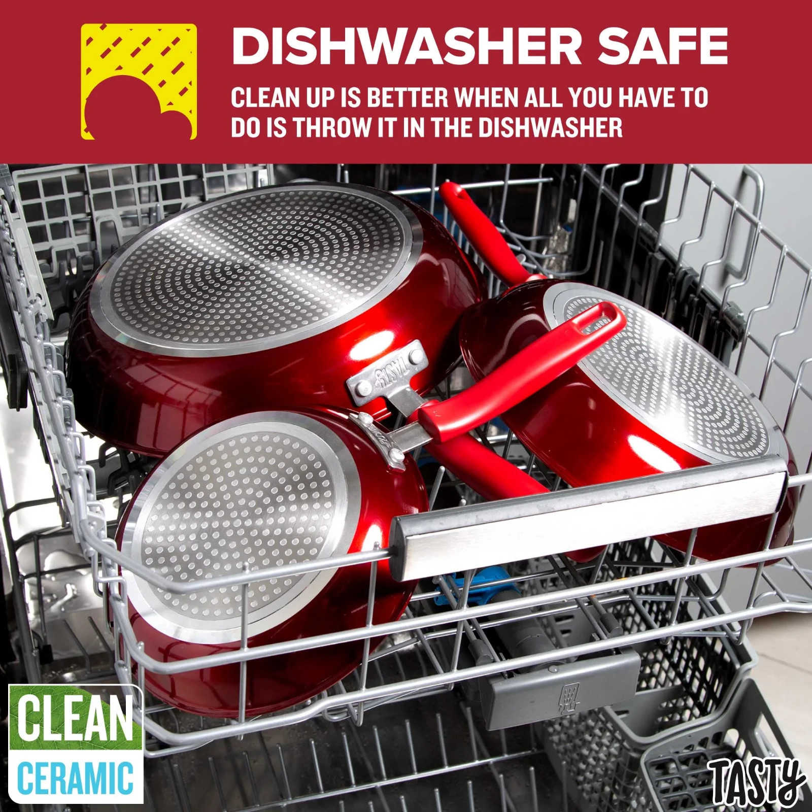 Clean Ceramic 8" Non-Stick Aluminum Fry Pan, Red