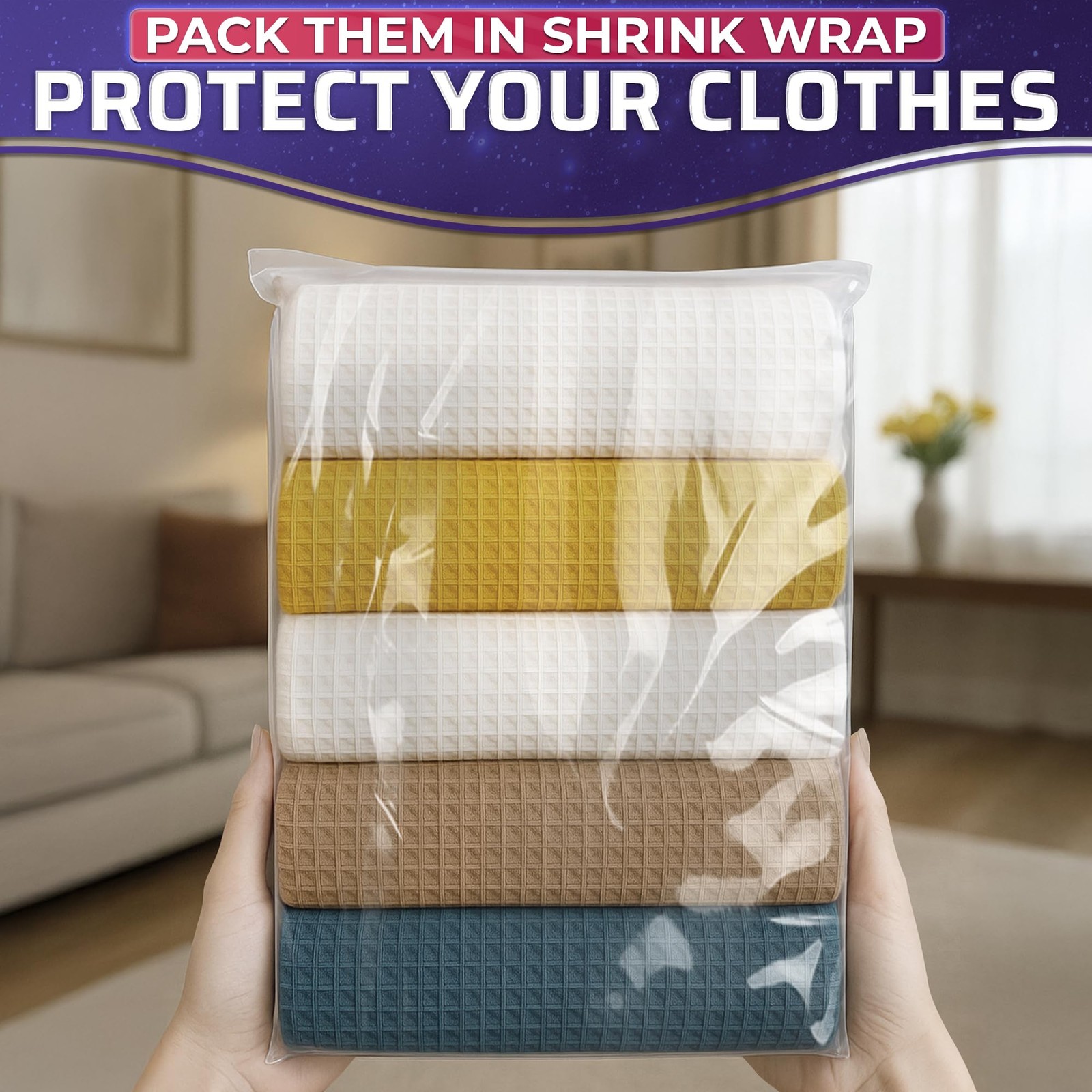 50 PCS 16x24 Inch Clear Heat Shrink Wrap Bags Packaging Storage Bulky Items