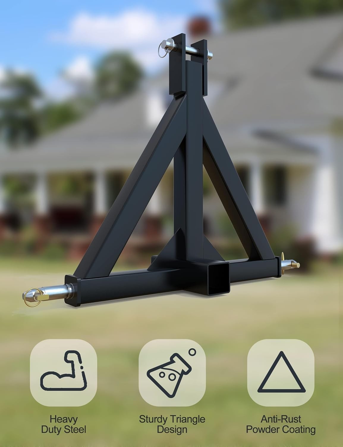 3 Point 2'' Trailer Receiver Hitch Tow Drawbar Category 1 Tractor Adapter