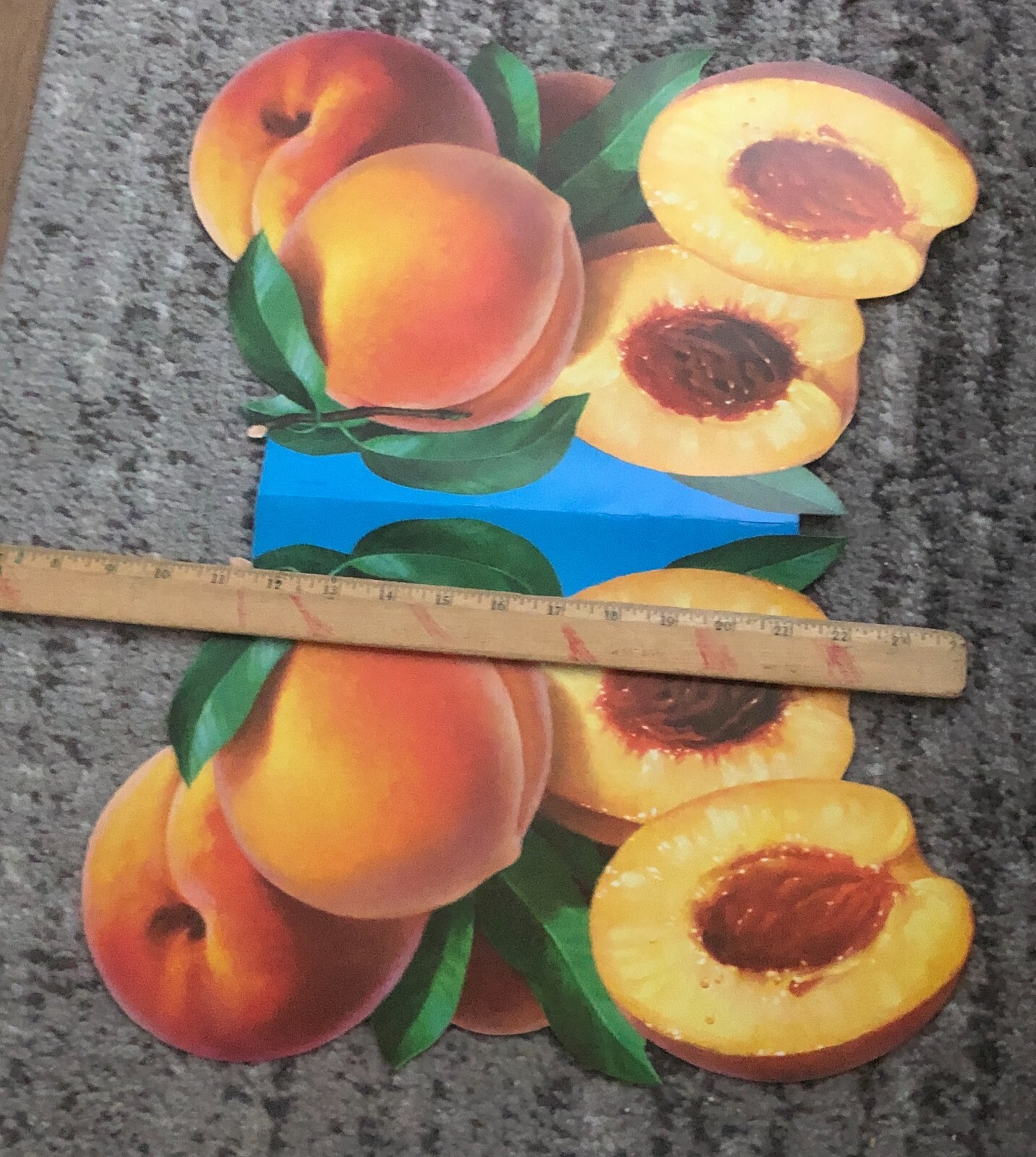 Vintage 1950s Peach Fruit Sign | Original Paper Grocery Store Poster NOS Old